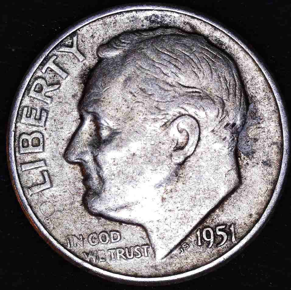 1951-P-Dime...unsure-If-Material-Is-PMD.